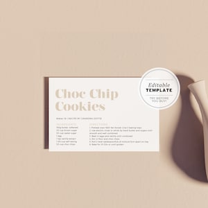 Modello di carta di ricetta minimalista scandinava, carta di ricetta moderna stampabile 4x6", ricetta di famiglia, stampabile modificabile