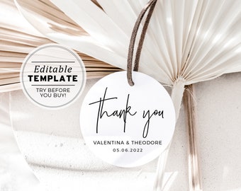 Juliette Minimalist 'Thank You' Favor Swing Tags, Gift Tags | EDITABLE TEMPLATE #004