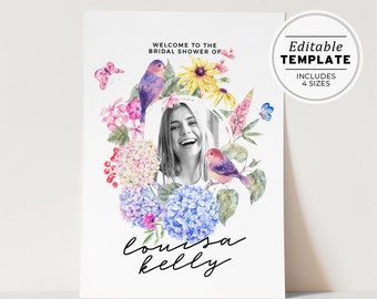 Louisa Bright Bridal Shower Welcome Sign, Bridal Brunch Sign, Shower Tea, Wedding Shower, Editable Welcome Sign, Printable