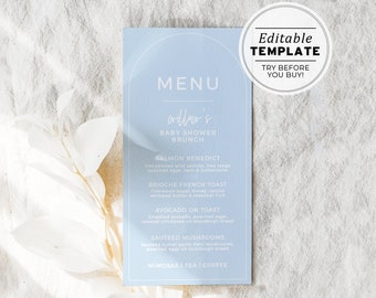 Powder Blue Minimalist Brunch Menu | EDITABLE TEMPLATE #036