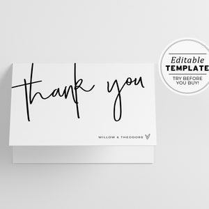 Plantilla de tarjeta de agradecimiento minimalista de Juliette / PLANTILLA EDITABLE, imprimible n.° 004