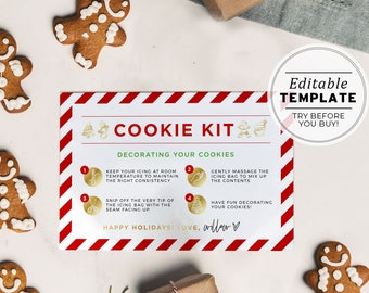 Editable DIY Cookie Decoration Kit Card, Christmas Gift Tag Printable | EDITABLE TEMPLATE #091