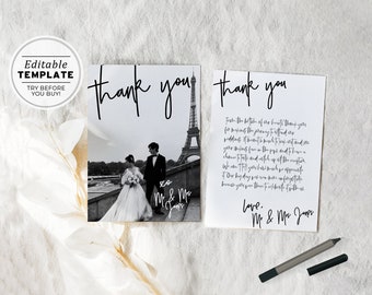 Juliette Minimalist 'Thank You' Card, Wedding Thank You Card | EDITABLE TEMPLATE #004