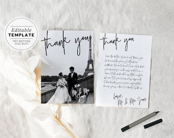 Juliette Minimalist 'Thank You' Card, Wedding Thank You Card | EDITABLE TEMPLATE #004