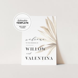 Nue Palm Tropical Wedding Welcome Sign Printable | EDITABLE TEMPLATE #031