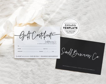 Willow Minimalist Gift Certificate Template, Small Business Gift Voucher | EDITABLE TEMPLATE #054 #043