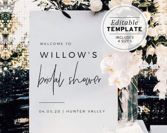 Juliette Bridal Shower Welcome Sign Template, Bridal Brunch Sign, Shower Tea, Wedding Shower, Editable Printable Welcome Sign #004