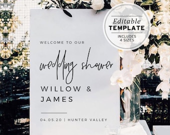 Juliette Wedding Shower Welcome Sign, Engagement Celebration, Editable Printable Template #004