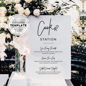 Juliette Minimalist Cookie Station Sign, Cookie Menu Printable Editable Template #004