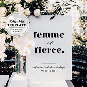 Birthday Party Welcome Sign Femme & Fierce Minimalist Printable Template #008