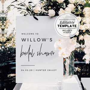 Bridal Shower Sign, Minimalist Bridal Shower Welcome Sign, Bridal Brunch Sign, Wedding Shower, Printable Editable Template #004 Juliette
