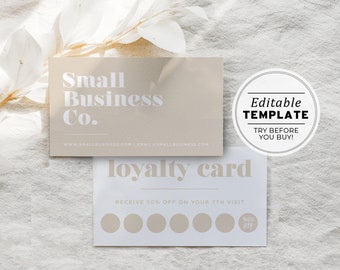 Scandi Minimalist Business Loyalty Card, Thank you card | EDITABLE TEMPLATE #053 #043