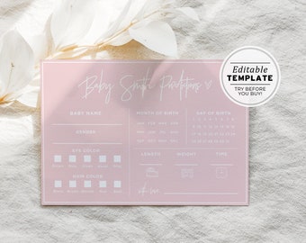 Blush Minimalist Baby Predictions Baby Shower Game, Printable Baby Shower Game, Baby Shower Activity | EDITABLE TEMPLATE #035