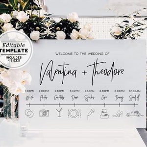 Juliette Minimalist Wedding Timeline & Itinerary Sign | EDITABLE TEMPLATE #004