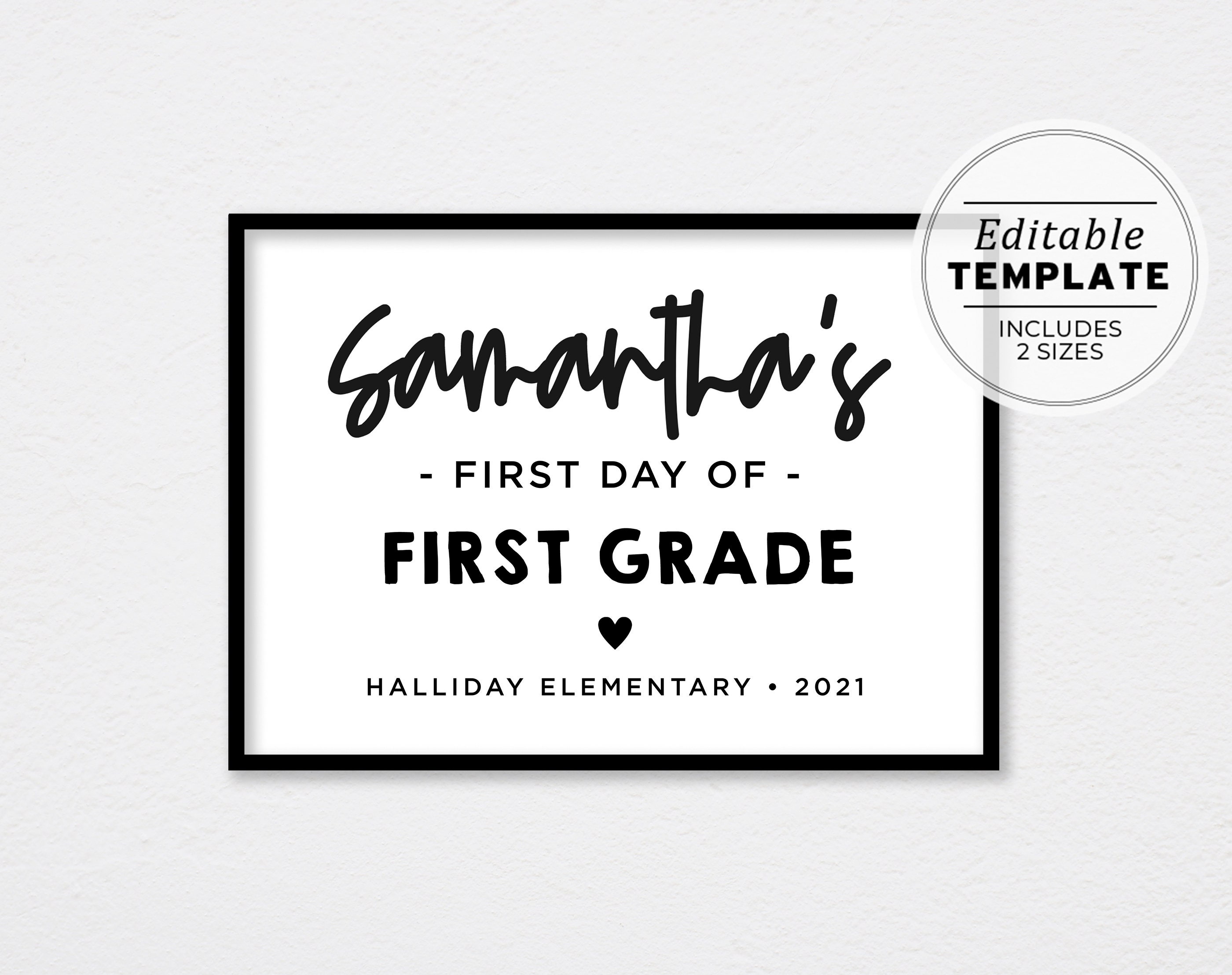 First Day Of 1st Grade Sign Template Free