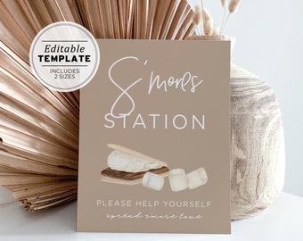 Nue Minimalist S'more Station Sign | EDITABLE TEMPLATE, Printable #038