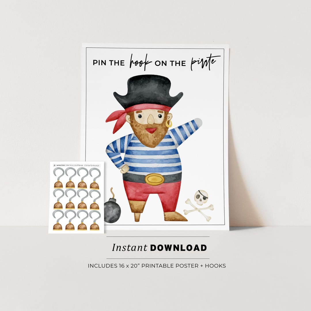 Póster imprimible del juego de fiesta infantil Pon el anzuelo en