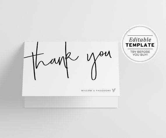 Juliette Minimalist Thank You Card Template | EDITABLE TEMPLATE, Printable #004