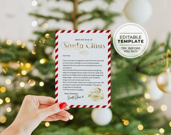 Editable Letter From Santa, Personalized Santa  Claus Letter, Christmas Eve Printable Santa Letter, Christmas Eve Box | EDITABLE TEMPLATE