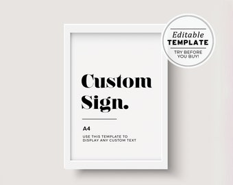 Mr White Minimalist Customizable Blank Sign Printable Template A4 #001