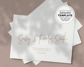 Nue Minimalist Handwritten Style A7 Envelope Template - Front and Back | EDITABLE TEMPLATE #038