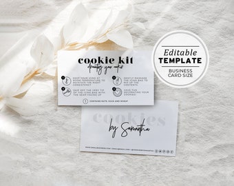 Mr White Minimalist DIY Cookie Kit Instructions and Thank You Card - Business Card Size | EDITABLE TEMPLATE #055 #043