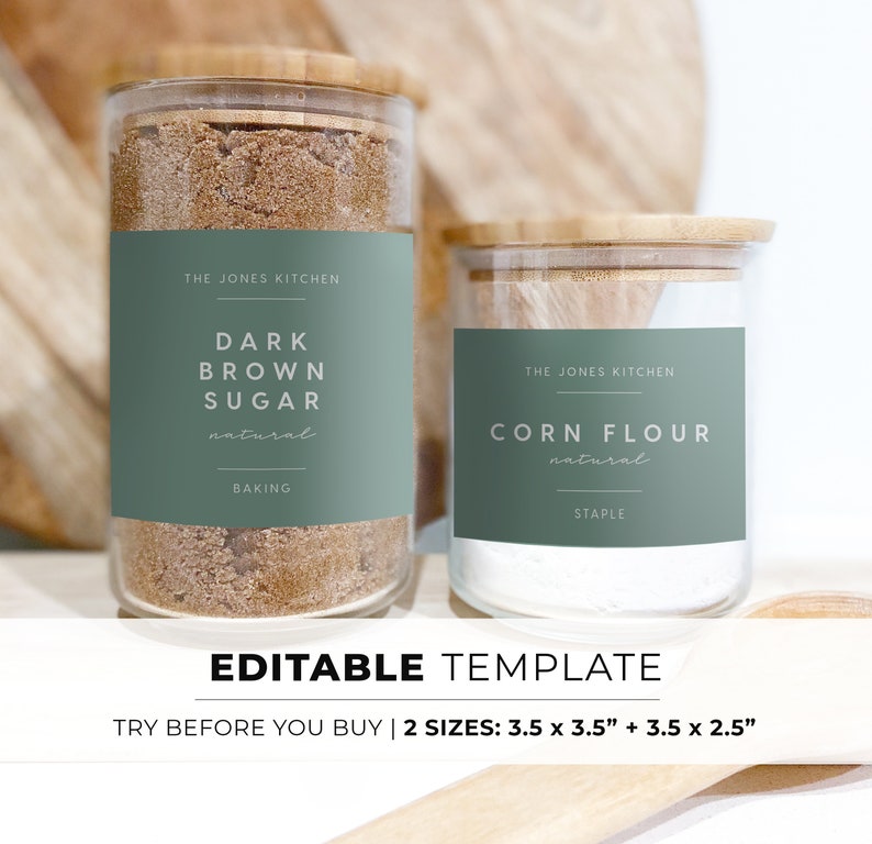 Sage Pantry Labels Template 2 Sizes Minimalist Pantry Etsy