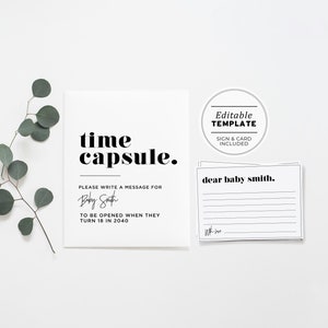 Time Capsule Template, First Birthday Time Capsule, Baby Shower Time Capsule, Sign and Cards, Printable Editable Template #001 Mr White