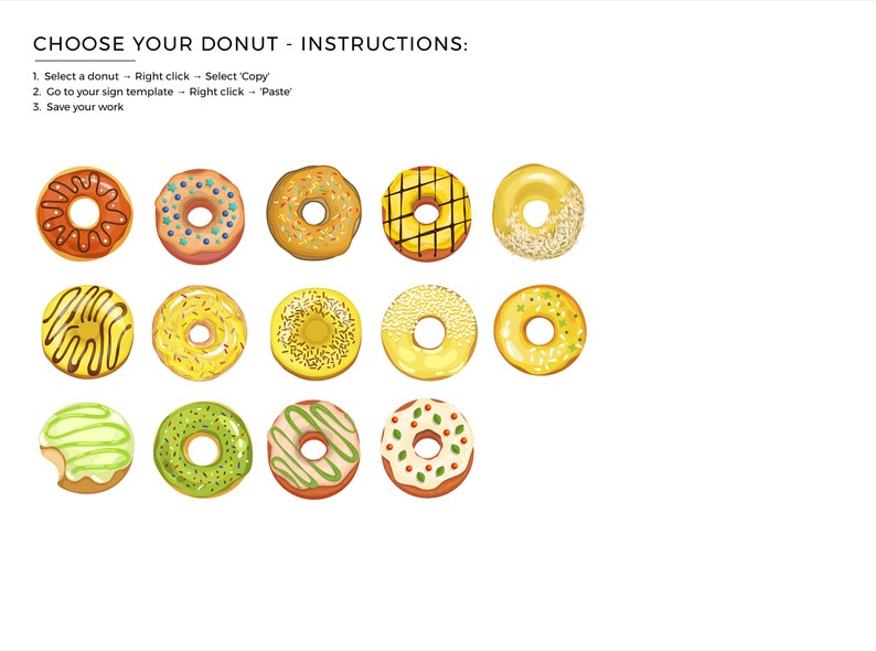 Juliette Minimalist Donut Bar Sign Template Pick from 88 Watercolor Illustrations, EDITABLE TEMPLATE, Printable 004 image 4