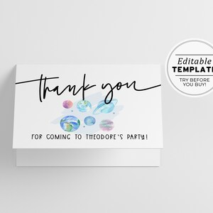 Mini Galaxy Theme Thank You Card, Printable | EDITABLE TEMPLATE #076