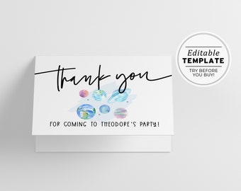 Mini Galaxy Theme Thank You Card, Printable | EDITABLE TEMPLATE #076