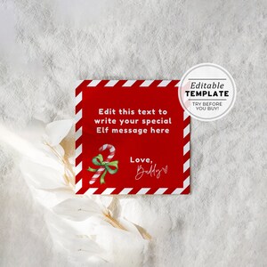Nota de su Elfo, Nota de Elfo de Navidad, Nota de Santa, Carta de Elfo Imprimible, Carta de Retorno de Elfo / PLANTILLA EDITABLE Buddy #092