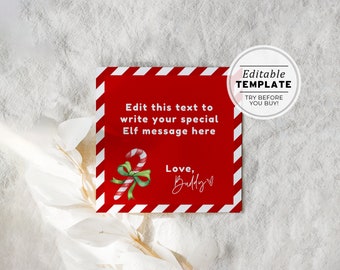 Note from your Elf, Christmas Elf Note, Note from Santa, Elf Letter Printable, Elf Return Letter | EDITABLE TEMPLATE Buddy #092