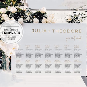 Wedding Seating Chart Template Printable - Kiki Minimalist Gold #017