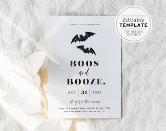 Minimalist Halloween Party Invitation Template, Printable Halloween Party Invite | EDITABLE TEMPLATE