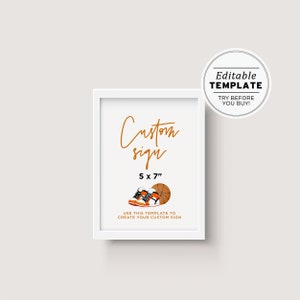 Minimalist Basketball Theme Customizable Blank Sign Printable Template 5x7&quot; #067