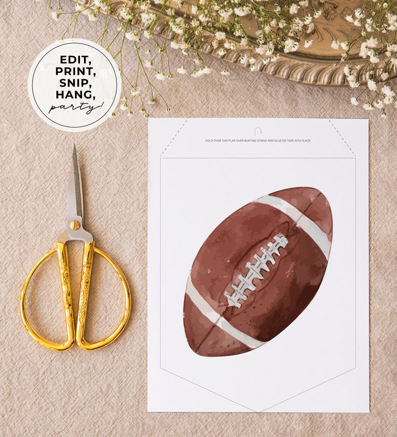 Minimalist Football Happy Birthday Banner, Happy Birthday Bunting, Printable Editable Template 056 image 4