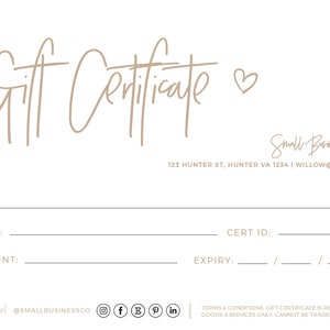 Nue Minimalist Gift Certificate Template, Gift Voucher Printable 052 043 image 6