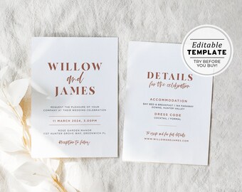 Ceramica Minimalist Wedding Invite, Printable | EDITABLE TEMPLATE #045