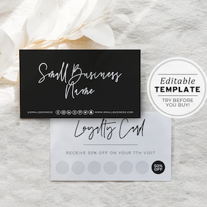 Willow Minimalist Business Loyalty Card, Thank you card | EDITABLE TEMPLATE #054 #043