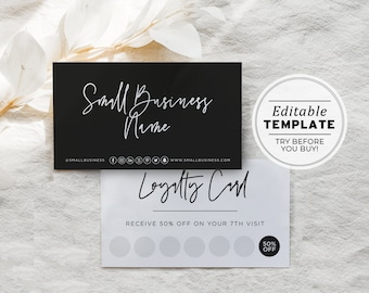 Willow Minimalist Business Loyalty Card, Thank you card | EDITABLE TEMPLATE #054 #043