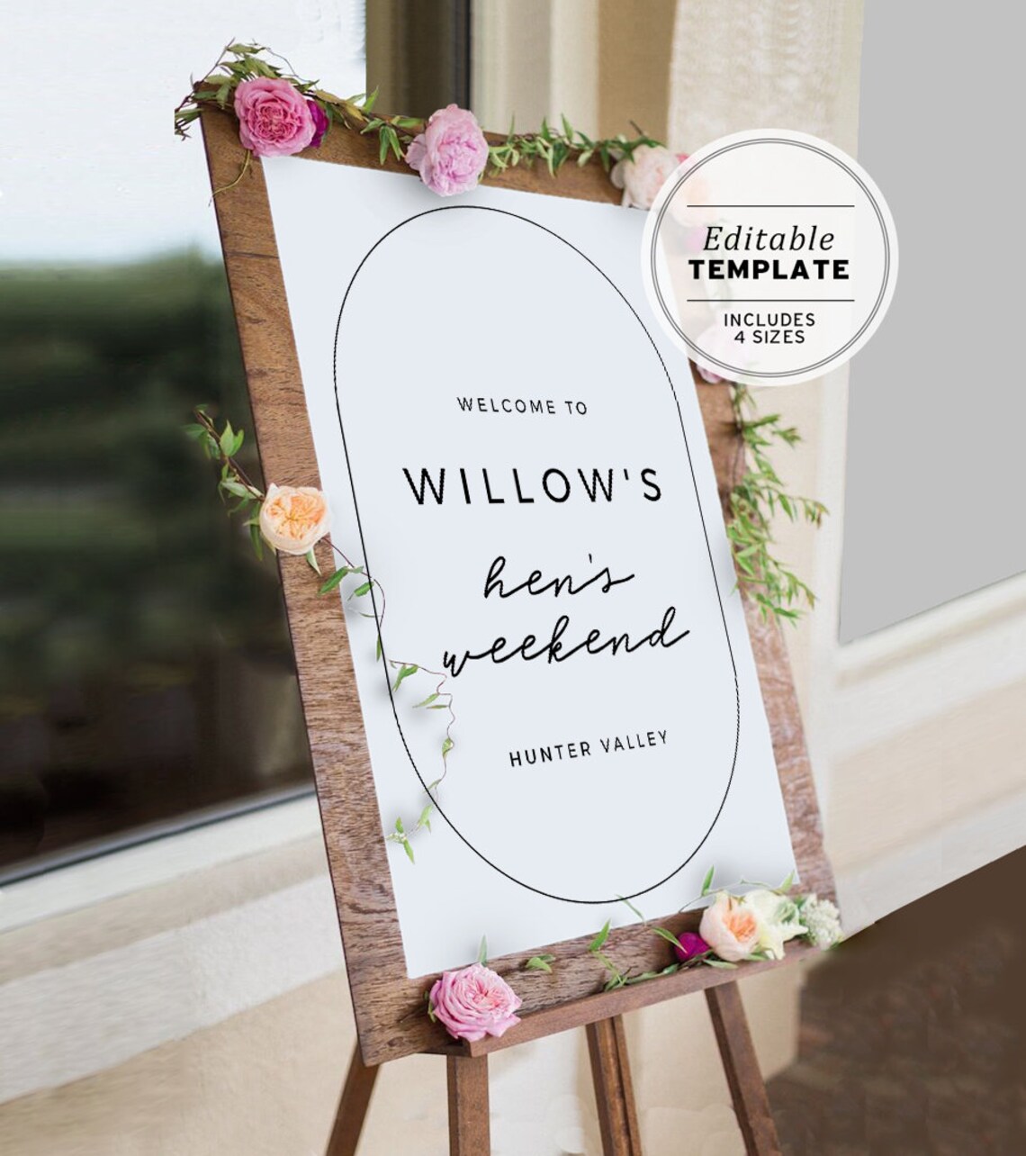 Welcome Weekend Sign Noir Oval Hen's Weekend Welcome Sign, Bridal Shower Party, Shower Tea ...