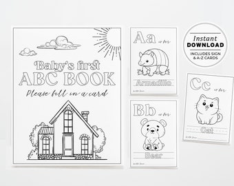 ABC Baby Shower Coloring Book, Baby's First ABC Book, Baby Shower Game, Baby Alphabet Book, Baby Shower Activity, Printable Instant Download