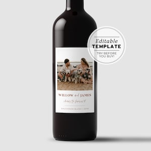 Ceramica Minimalist Photo Wine Label Template, Wedding Favor, Custom Wine Label, Personalized Wine Label, Wine Gift Label #045