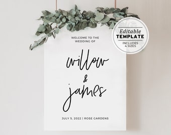 Juliette Wedding Welcome Sign Template, Minimalist Wedding Welcome Sign, Printable Wedding Welcome Sign #004