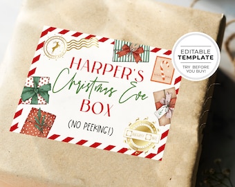 Christmas Eve Box Label, Special Delivery Night Before Christmas, Christmas Eve Tradition | PRINTABLE EDITABLE TEMPLATE Buddy #091