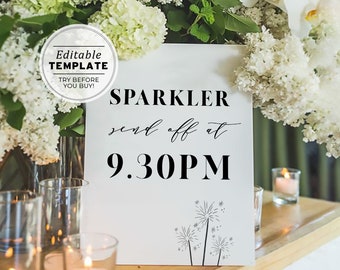 Mr White Minimalist Wedding Sparkler Send Off Sign | PRINTABLE EDITABLE TEMPLATE #001