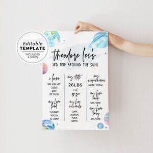 Mini Galaxy Theme Birthday Milestone Poster EDITABLE TEMPLATE, Printable 076 image 1