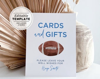 Minimalist Football Theme Cards and Gifts Sign | PRINTABLE EDITABLE TEMPLATE #056