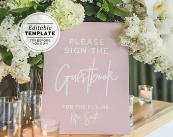 Blush Minimalist Please Sign our Guestbook Sign for Bridal Shower or Baby Shower | EDITABLE TEMPLATE #035